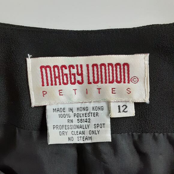 Vintage 90s Black Sequin Blazer Round Neck Jacket Button Front Shoulder Pads 12 - Picture 9 of 12